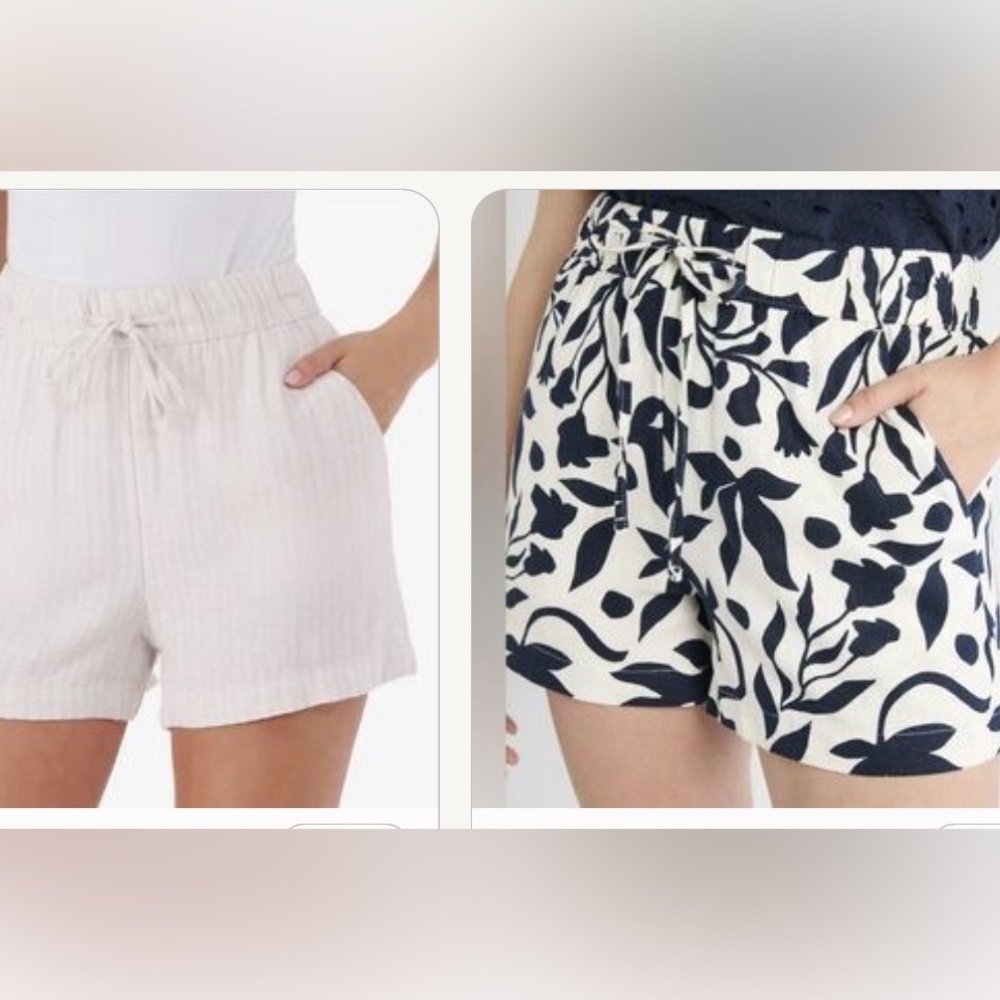 NWT 2 pair of Linen Blend shorts 1 blue and white shorts 1 tan and white shorts